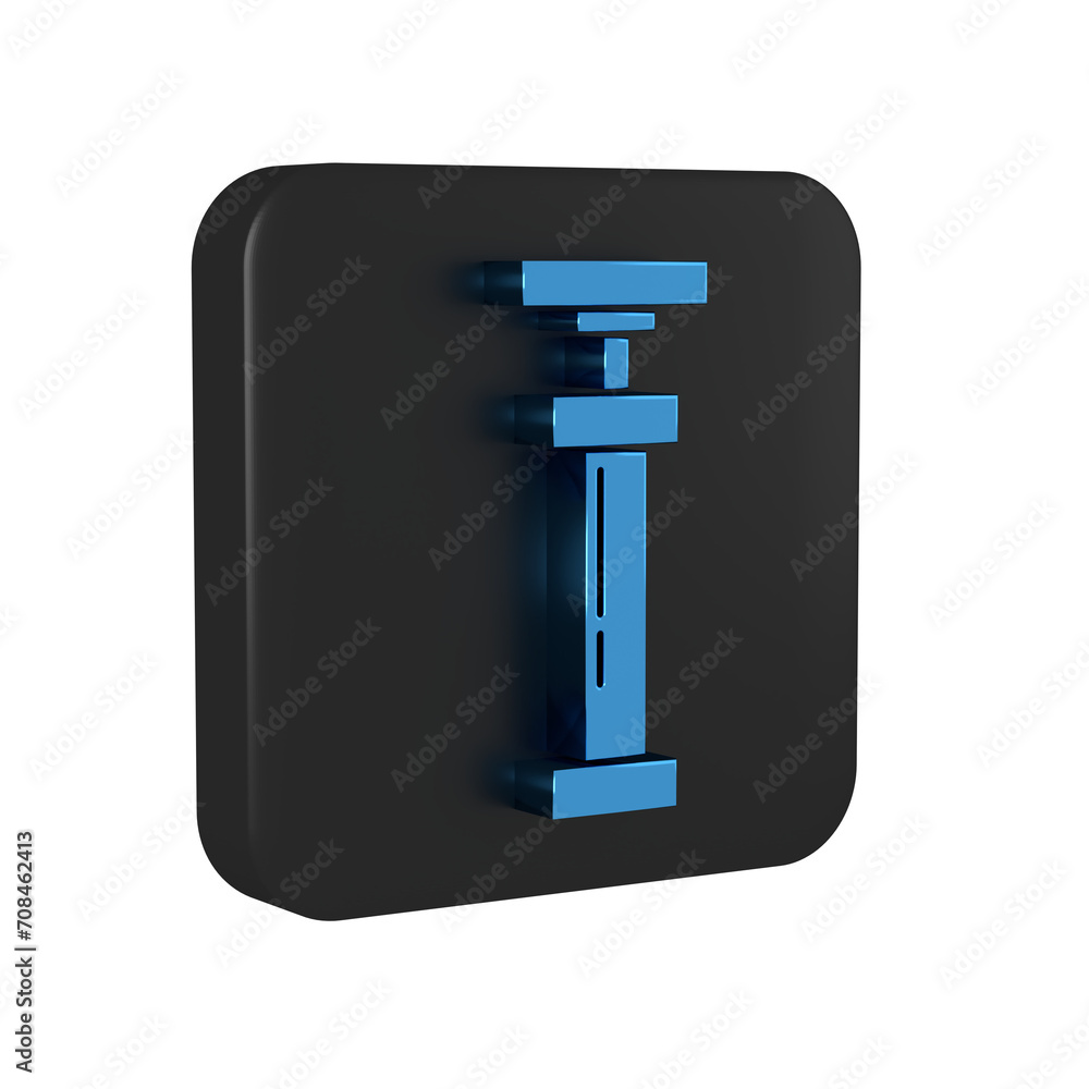 Blue Car air pump icon isolated on transparent background. Black square button. Blue Car air pump icon isolated on transparent background. Black square button.