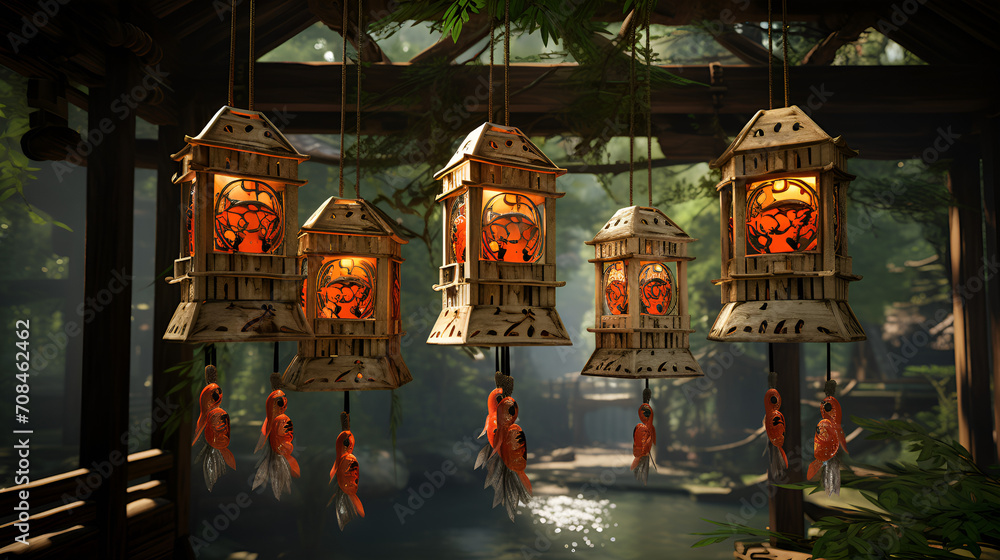 Lanterns Hanging from a Tree, Illuminating the Night Lanterns Hanging from a Tree, Illuminating the Night