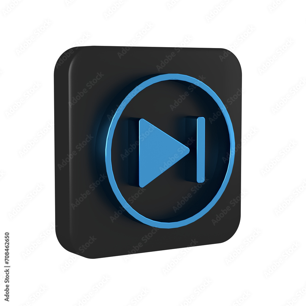 Blue Fast forward icon isolated on transparent background. Black square button. Blue Fast forward icon isolated on transparent background. Black square button.