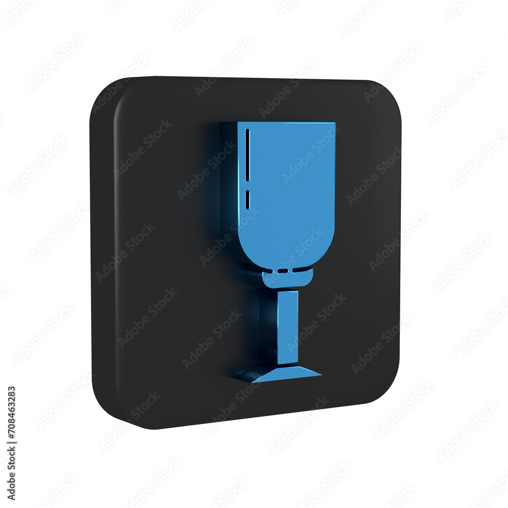 Blue Wine glass icon isolated on transparent background. Wineglass icon. Goblet symbol. Glassware sign. Black square button. Blue Wine glass icon isolated on transparent background. Wineglass icon. Goblet symbol. Glassware sign. Black square button.