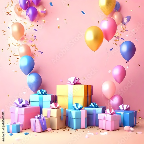 gift boxes and balloons