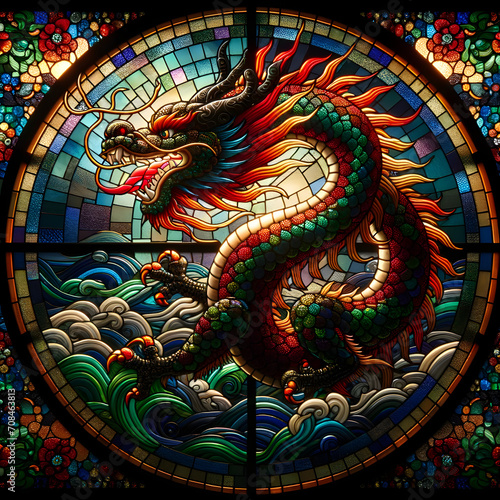 Wallpaper Mural stained glass dragon Torontodigital.ca