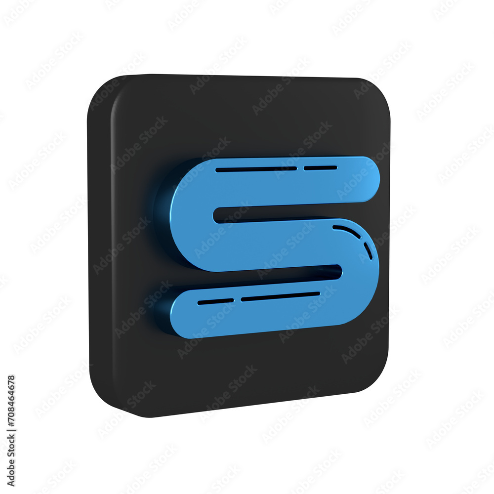 Blue Towel icon isolated on transparent background. Black square button. Blue Towel icon isolated on transparent background. Black square button.