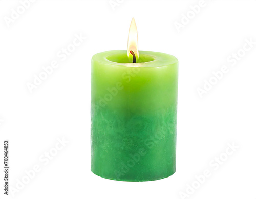 grüne Kerze isoliert auf weißen Hintergrund, Freisteller