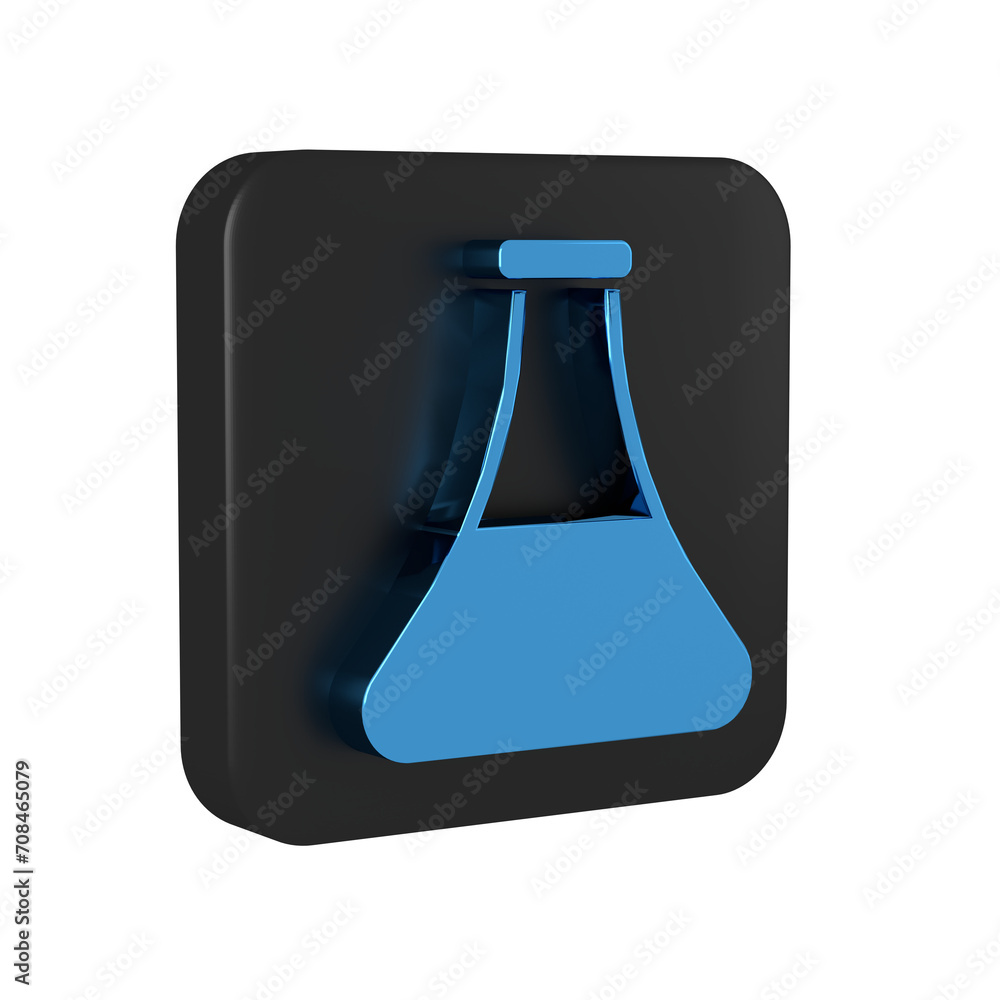 Blue Oil petrol test tube icon isolated on transparent background. Black square button. Blue Oil petrol test tube icon isolated on transparent background. Black square button.