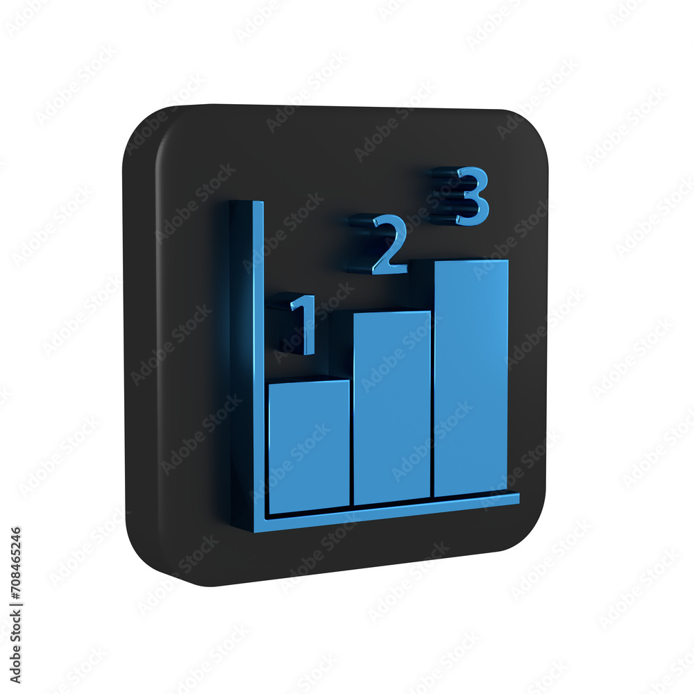Blue Graph, schedule, chart, diagram, infographic, pie graph icon isolated on transparent background. Black square button. Blue Graph, schedule, chart, diagram, infographic, pie graph icon isolated on transparent background. Black square button.