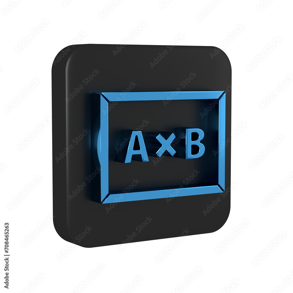 Blue Chalkboard icon isolated on transparent background. School Blackboard sign. Black square button. Blue Chalkboard icon isolated on transparent background. School Blackboard sign. Black square button.