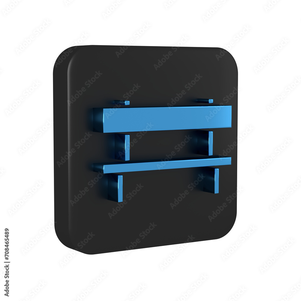 Blue Bench icon isolated on transparent background. Black square button. Blue Bench icon isolated on transparent background. Black square button.