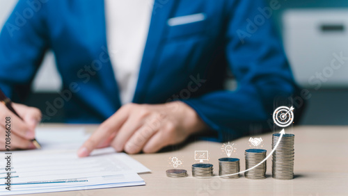 Vászonkép investment target coin stack concept