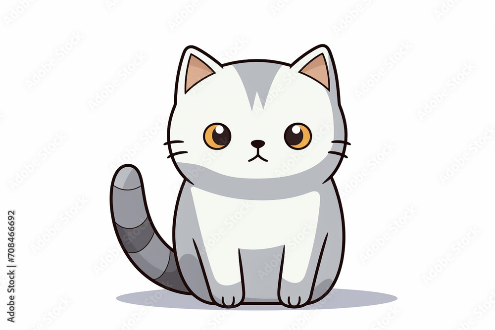 Obraz premium Cute Cat Cartoon Illustration created with Generative AI