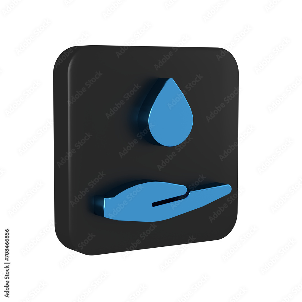 Blue Washing hands with soap icon isolated on transparent background. Washing hands with soap to prevent virus and bacteria. Black square button. Blue Washing hands with soap icon isolated on transparent background. Washing hands with soap to prevent virus and bacteria. Black square button.