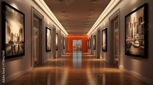 exhibition room of the art gallery. Gallery style residential hallway. © wojciechkic.com