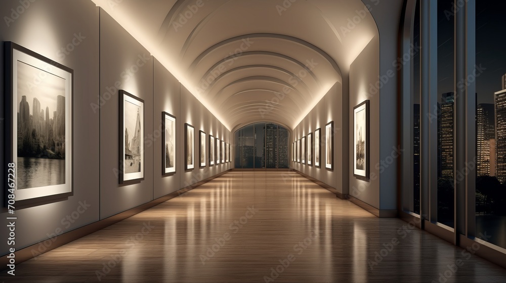 exhibition room of the art gallery. Gallery style residential hallway.