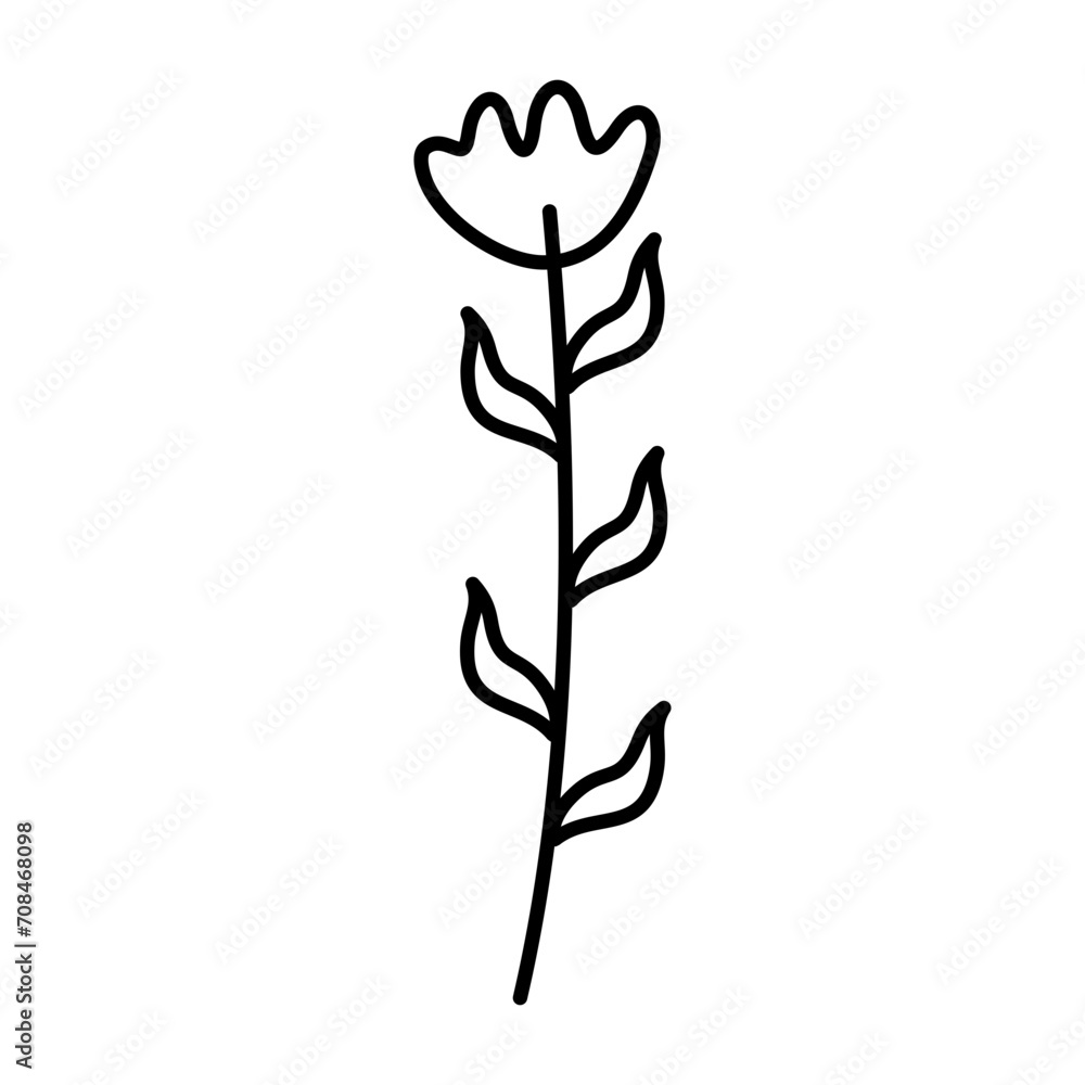 Cute Flower Lines Style Vector Illustration Cute Flower Lines Style Vector Illustration
