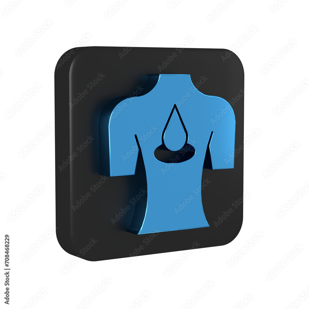 Blue Massage with aroma oils icon isolated on transparent background. Relaxing, leisure. Black square button.