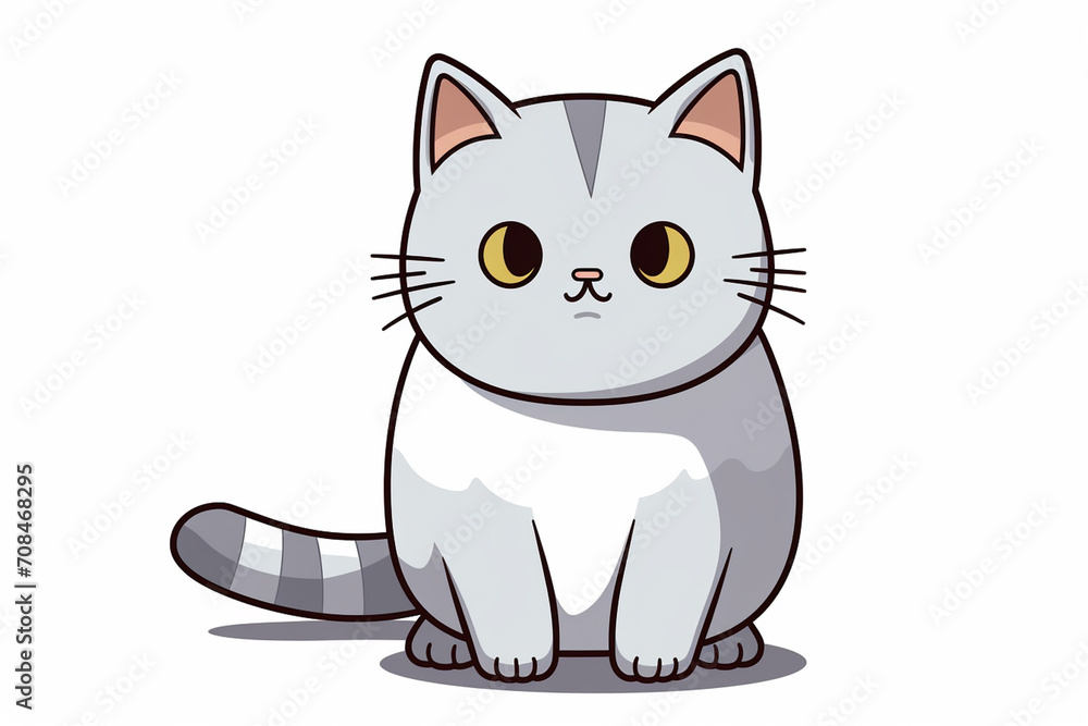 Obraz premium Cute Cat Cartoon Illustration created with Generative AI