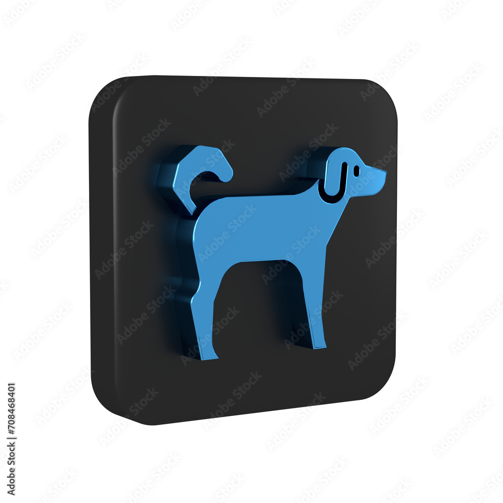 Blue Dog icon isolated on transparent background. Black square button. Blue Dog icon isolated on transparent background. Black square button.