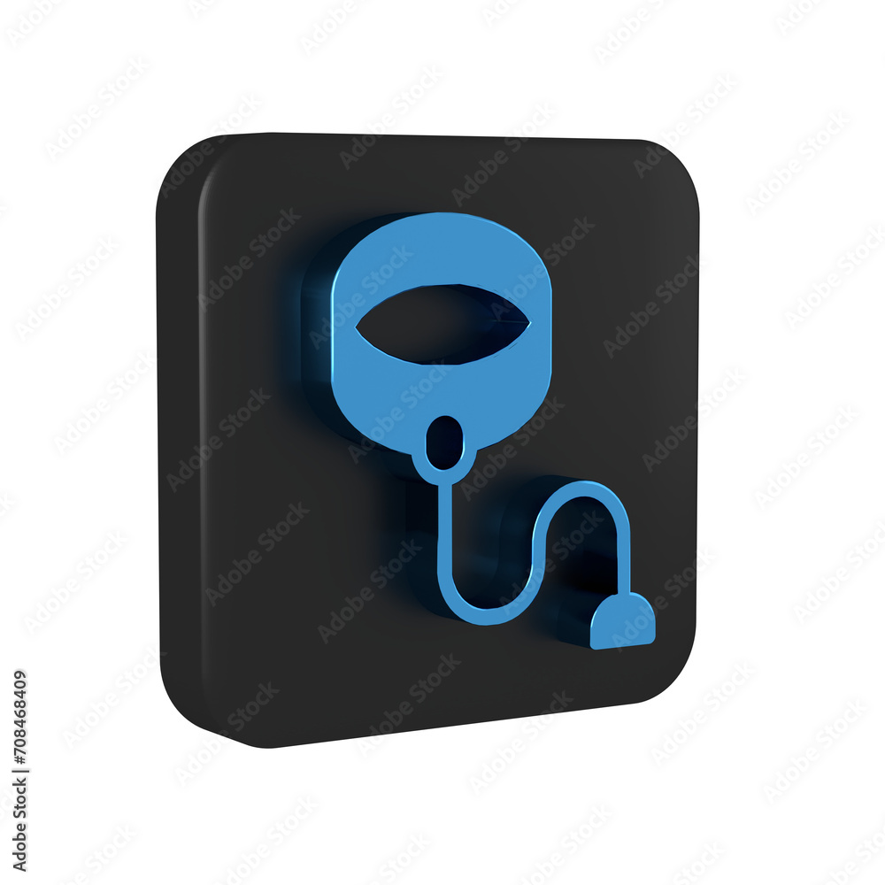 Blue Retractable cord leash with carabiner icon isolated on transparent background. Pet dog lead. Animal accessory for outdoors walk. Black square button. Blue Retractable cord leash with carabiner icon isolated on transparent background. Pet dog lead. Animal accessory for outdoors walk. Black square button.