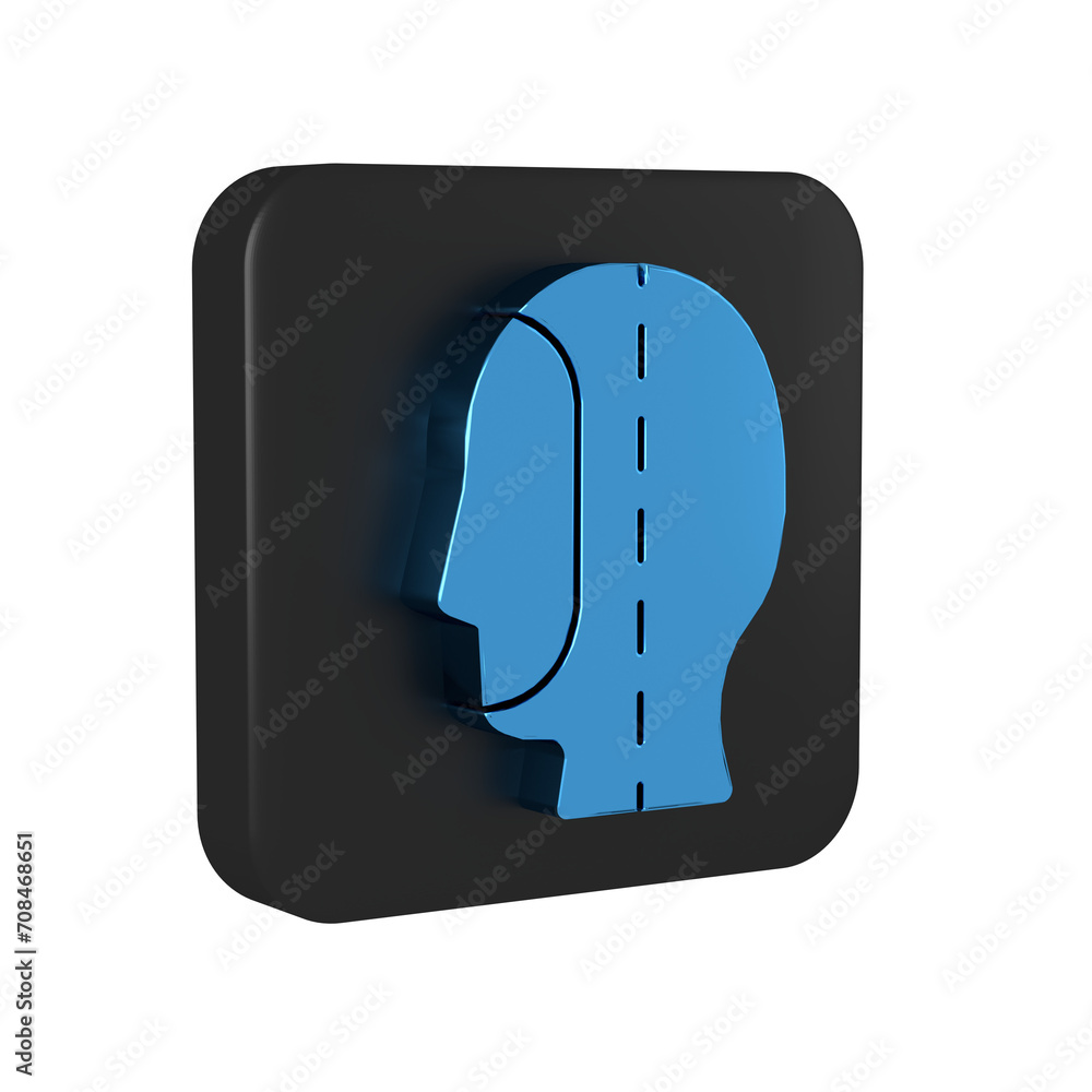 Blue Diving hood icon isolated on transparent background. Spearfishing hat winter swim hood. Diving underwater equipment. Black square button. Blue Diving hood icon isolated on transparent background. Spearfishing hat winter swim hood. Diving underwater equipment. Black square button.
