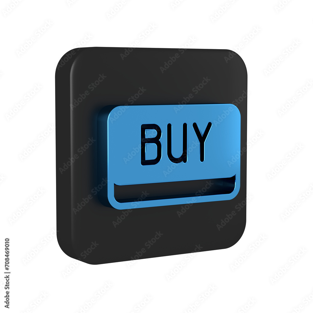 Blue Buy button icon isolated on transparent background. Financial and stock investment market concept. Black square button. Blue Buy button icon isolated on transparent background. Financial and stock investment market concept. Black square button.