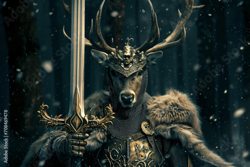 a Deer knight holding a sword © kevin