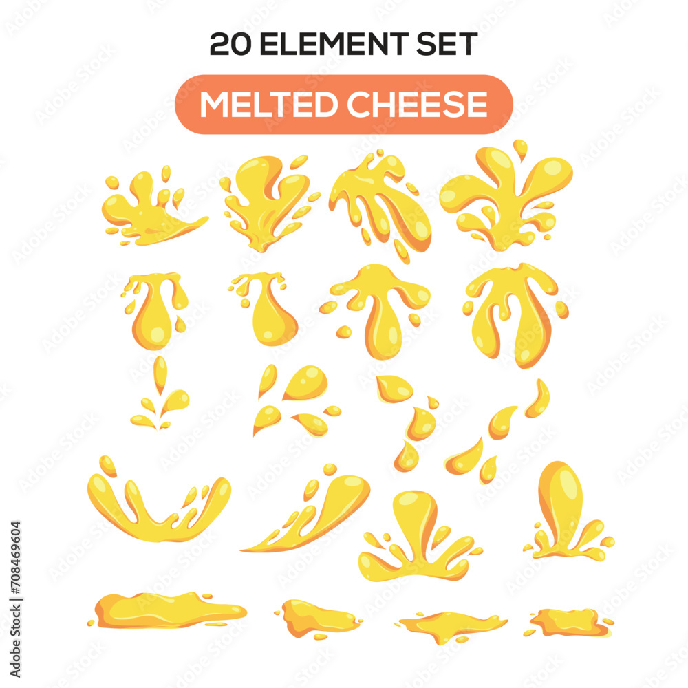 Illustration of melted cheese theme set elements Illustration of melted cheese theme set elements