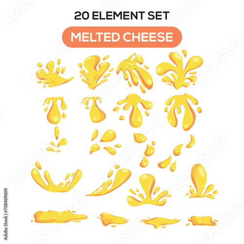 Illustration of melted cheese theme set elements