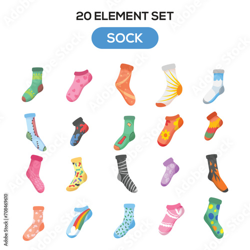 Illustration of sock theme set elements