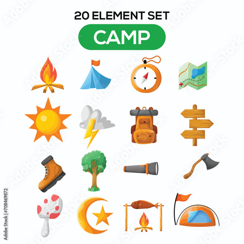 camp illustration set elements