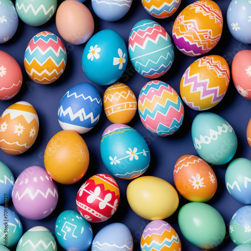 Coloful paintend easter eggs - Seamless tile photo