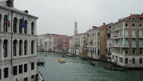 Venice, Italy - Rialto market - Historic buildings between the canals of the lagoon city