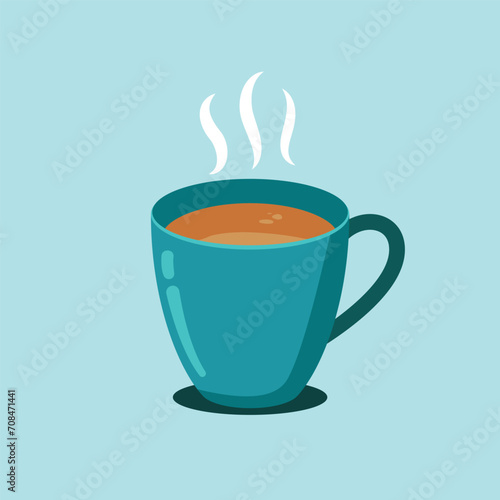 Coffee or tea cup mug evaporation vapour flat illustration