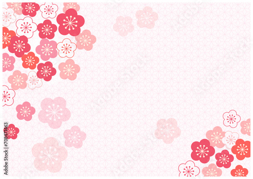 いっぱい桃の花のひな祭り和風背景2和紙