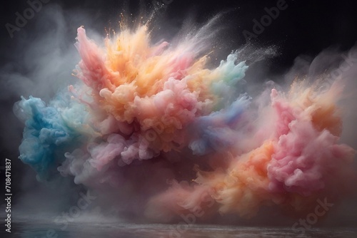 powder exploding forming gellyfish. AI generated illustration photo