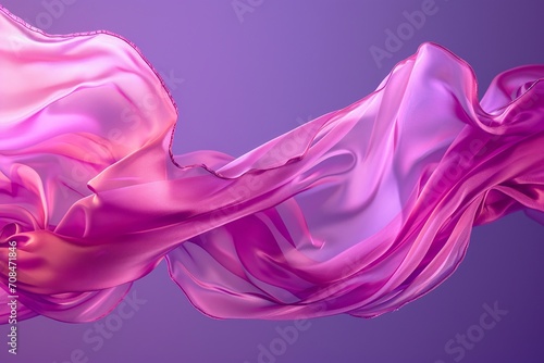 A flowing pink and purple cloth on a purple background.
