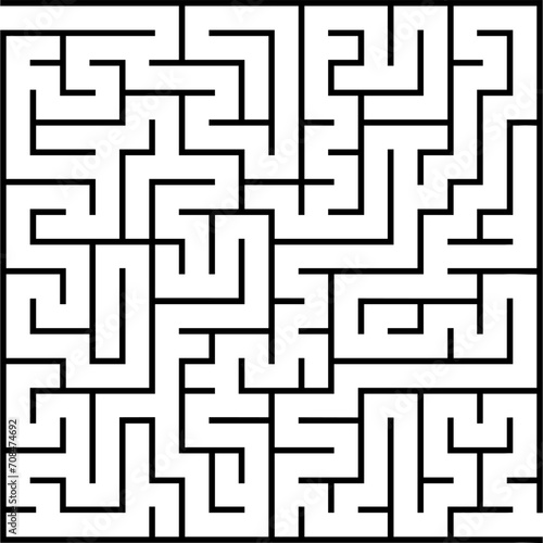 Labyrinth with enter and exit. Maze vector kids game. Square shape. Printable worksheet for kids. Early education practice. Hand writing prepearing game. Problem solving tasks for kids. Entertainment