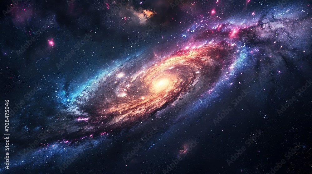 Fototapeta premium spiral galaxy and stars. Panorama milky way galaxy. Space dark background.