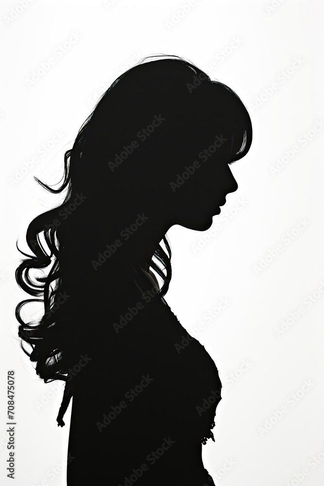 Silhouette of a woman's head and upper torso.