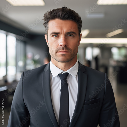 Portrait of a businessman looking at camera in an office