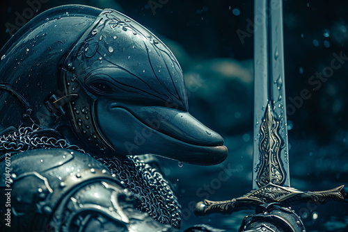 a dolphin knight holding a sword