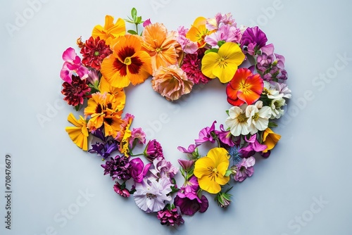 A heart made of fresh flowers
