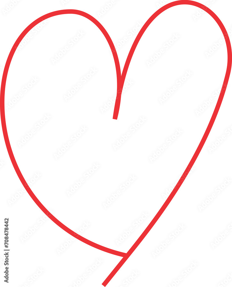 Red heart shape png by hand drawing on white background for Valentine's day love sign Red heart shape png by hand drawing on white background for Valentine's day love sign