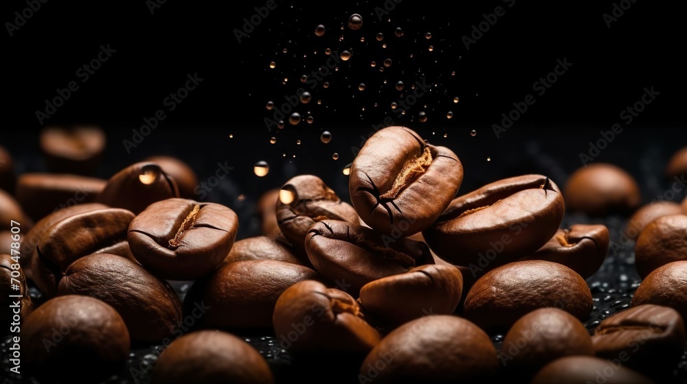 coffee beans on black back coffee beans on black back