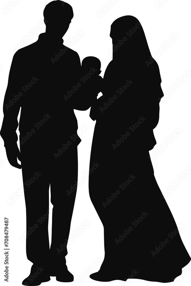 vector silhouette of romantic muslim couple. AI generated illustration. vector silhouette of romantic muslim couple. AI generated illustration.
