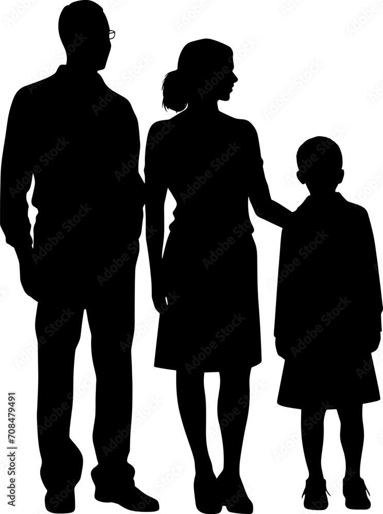 Vector silhouette of family on white background. AI generated illustration. Vector silhouette of family on white background. AI generated illustration.