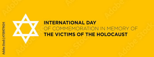 International Holocaust remembrance day, 27 January. David star. Horizontal poster or banner background photo