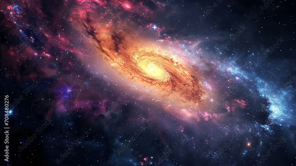 Obraz premium spiral galaxy and stars. Panorama milky way galaxy. Space dark background.