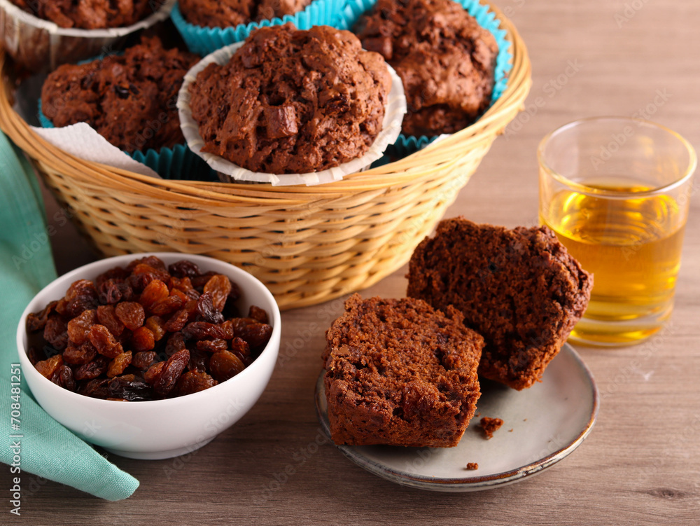 Rum raisin chocolate muffins Rum raisin chocolate muffins