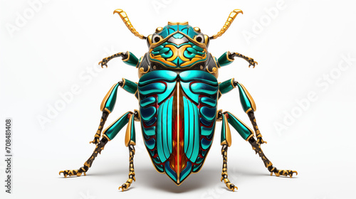 3d cartoon Disney cute jewel beetle on white background photo
