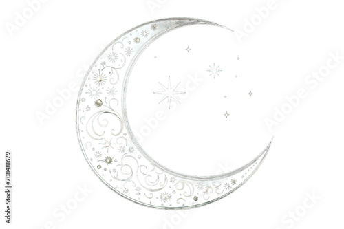 crescent moon surreal astrology icon isolated on a Transparent background. Generative AI photo